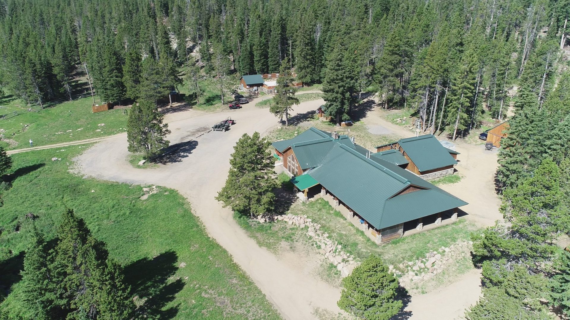 Wyoming High Country Lodge Bighorn Mountains recreation resort aerial