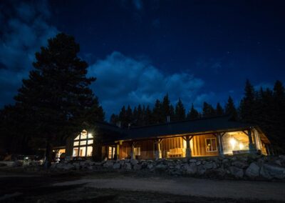 wyoming high country lodge at night
