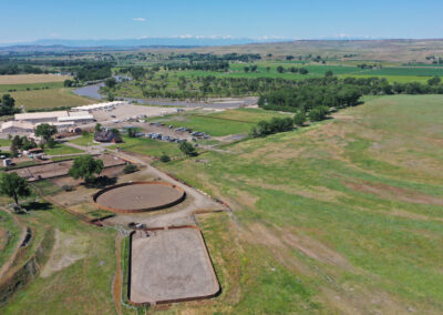 Cottonwood Equine and Equestrian Events Center aerial looking toward beartooth mtns