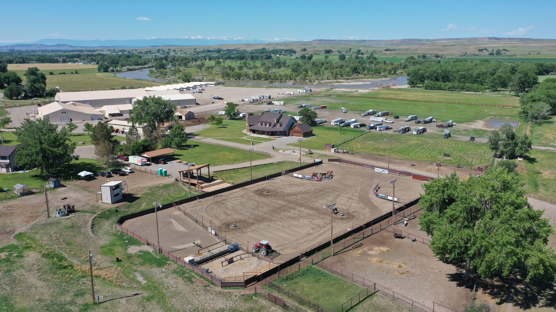 Cottonwood Equine and Equestrian Events Center outdoor competition arena looking toward center