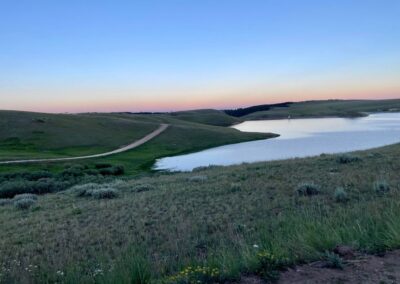 Wyoming mountain reservoir building site view of Dull Knife Reservoir inlet