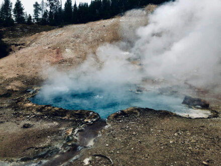 Photo of a geothermal hot spring bubbling to the surface