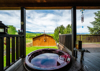 Creekside at Bird Farm hot tub with a view