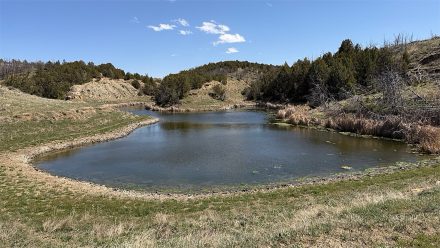 Livestock reservoir on Wild Horse Creek Ranch in northeast Wyoming