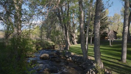 Creek-side cabin overlooking French Creek at Stone Haven Ranch near Buffalo, Wyoming
